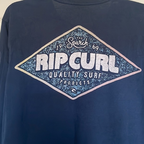 Retro Rip Curl Long Sleeve Men's Navy Cotton Tee - Picture 3 of 6